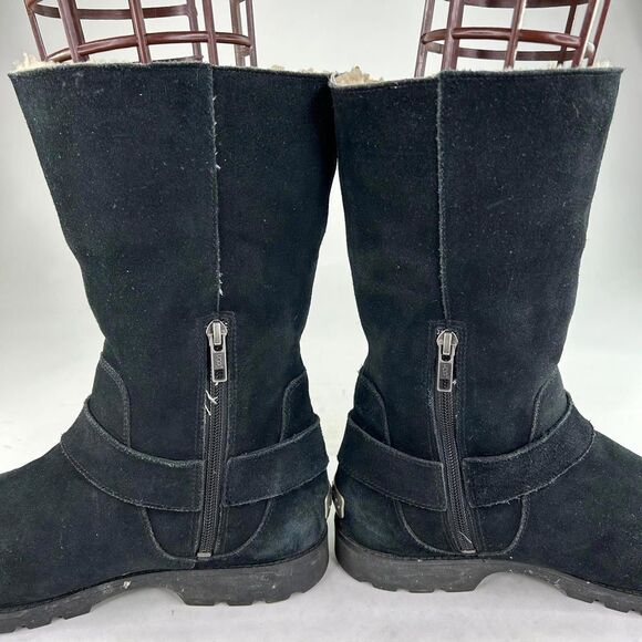 UGG Australia Women's Barlow Black US 10 Suede Shearling Boot 1/4 Zip Boots - Picture 9 of 12